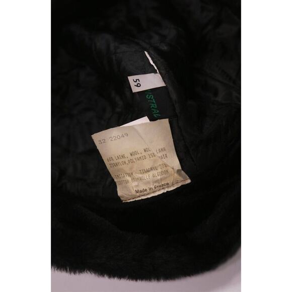 Mistral Made in France Gray Check Wool Hat w/ Fur Ear Flaps 59 cm - 7 3/8 New! - Picture 7 of 10